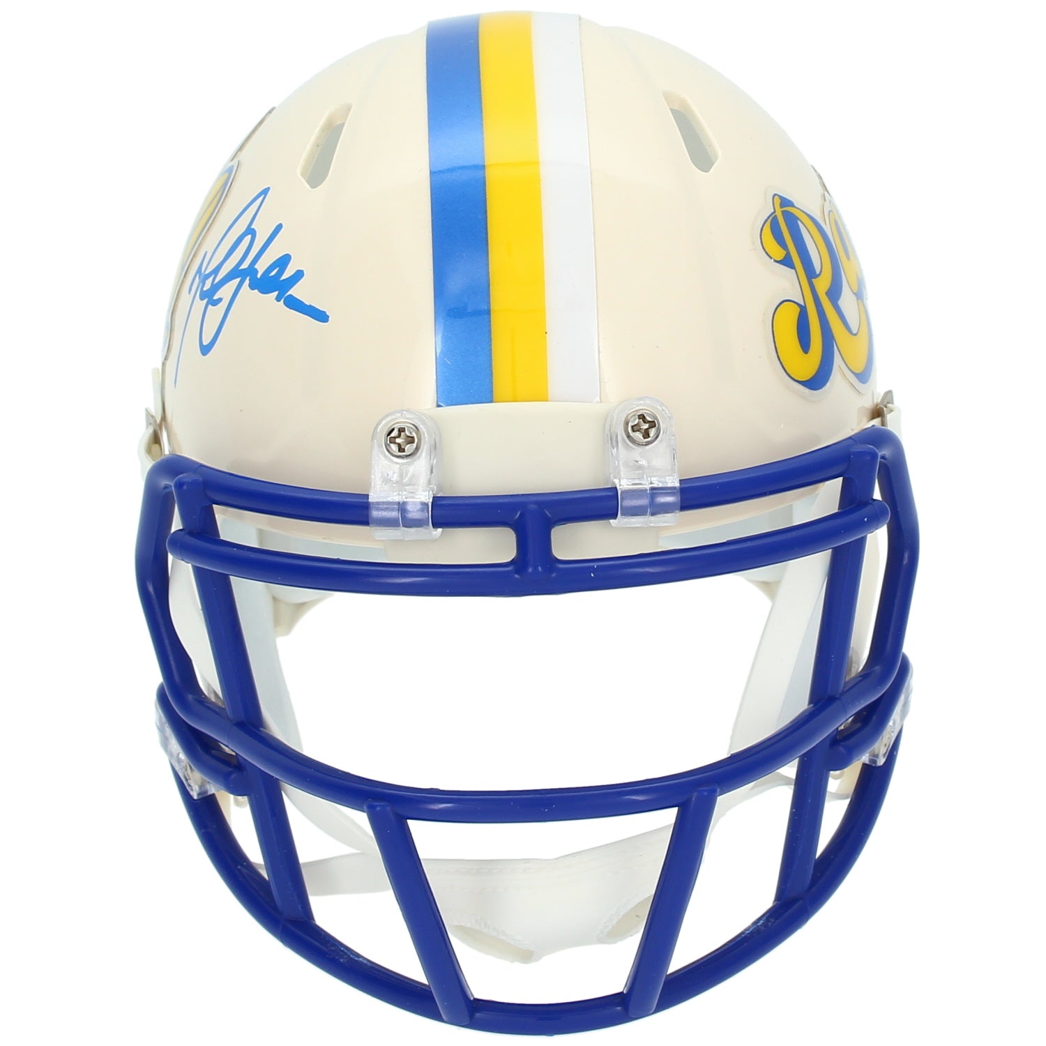 Marshall Faulk Autographed Los Angeles Rams RETRO Speed Mini Helmet Beckett