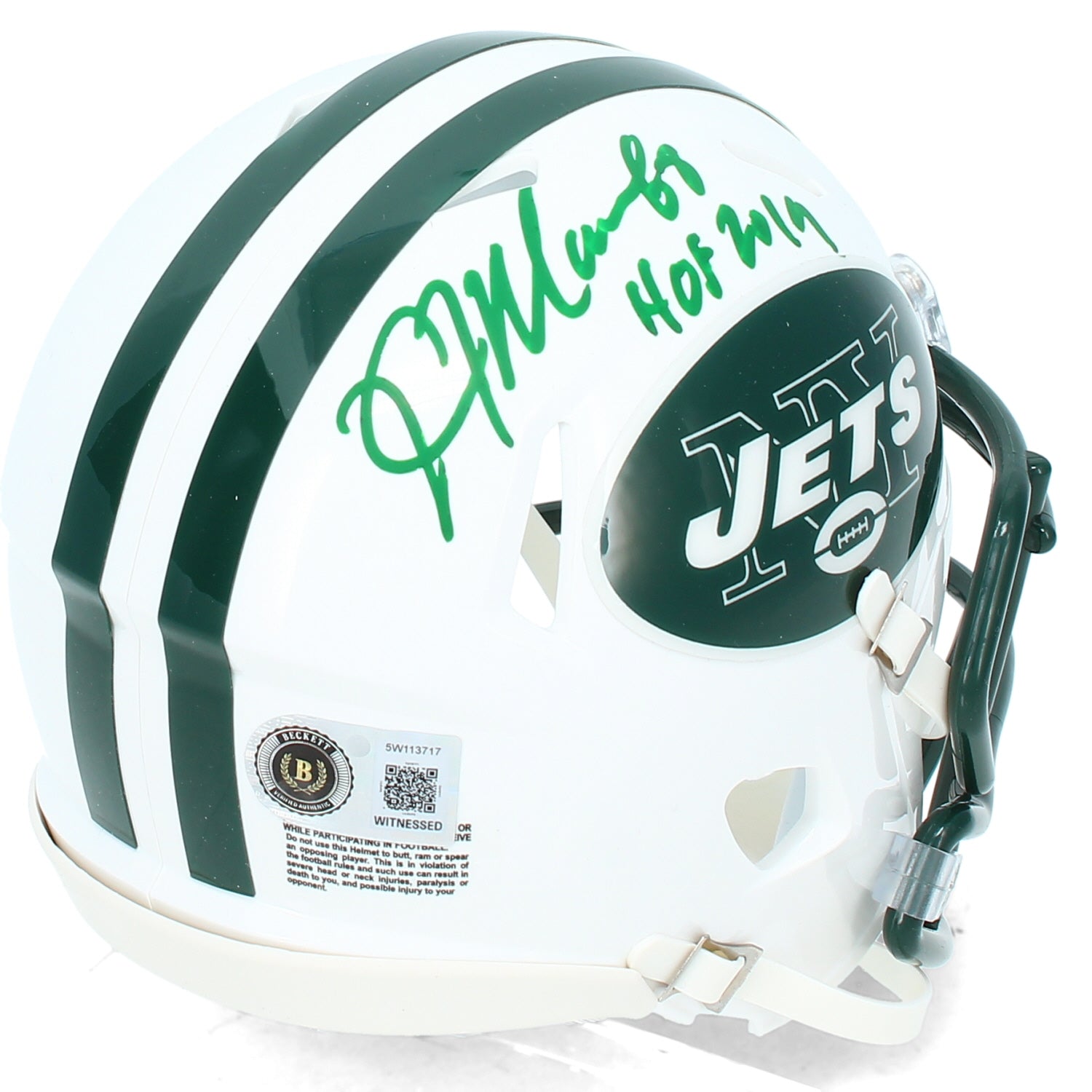 Kevin Mawae Autographed/Inscribed "HOF '19" New York Jets 1998-18 Throwback Speed Mini Helmet Beckett