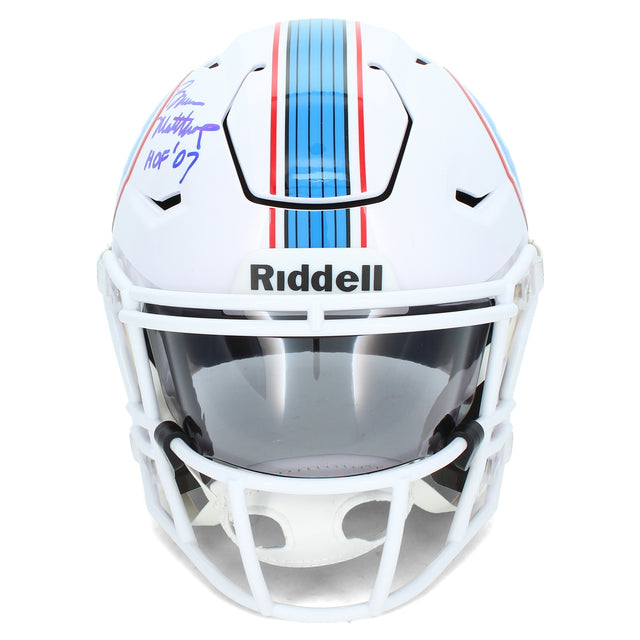 Bruce Matthews Autographed/Inscribed "HOF 07" Tennessee Titans Midi Speedflex Helmet Beckett