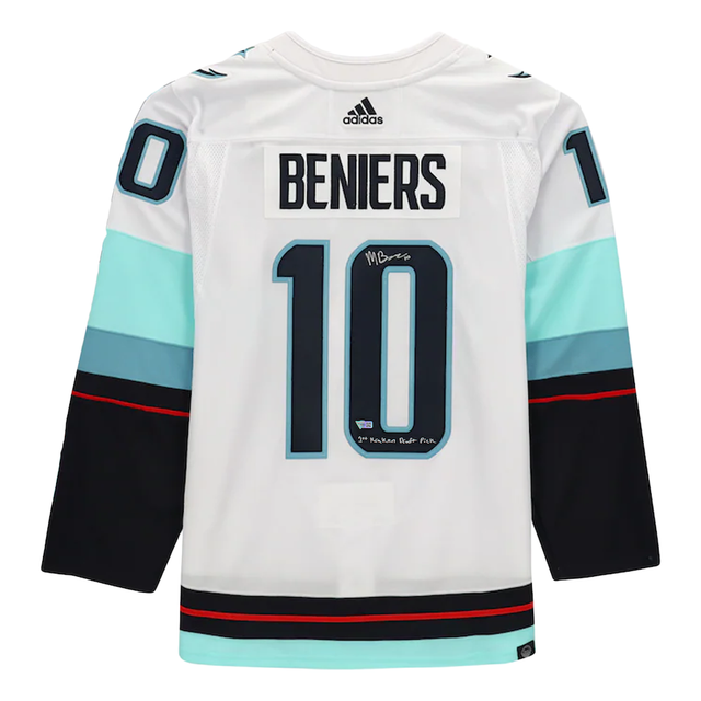 MATT BENIERS Autographed Seattle Kraken "1st Kraken Draft Pick" Authentic White Jersey FANATICS