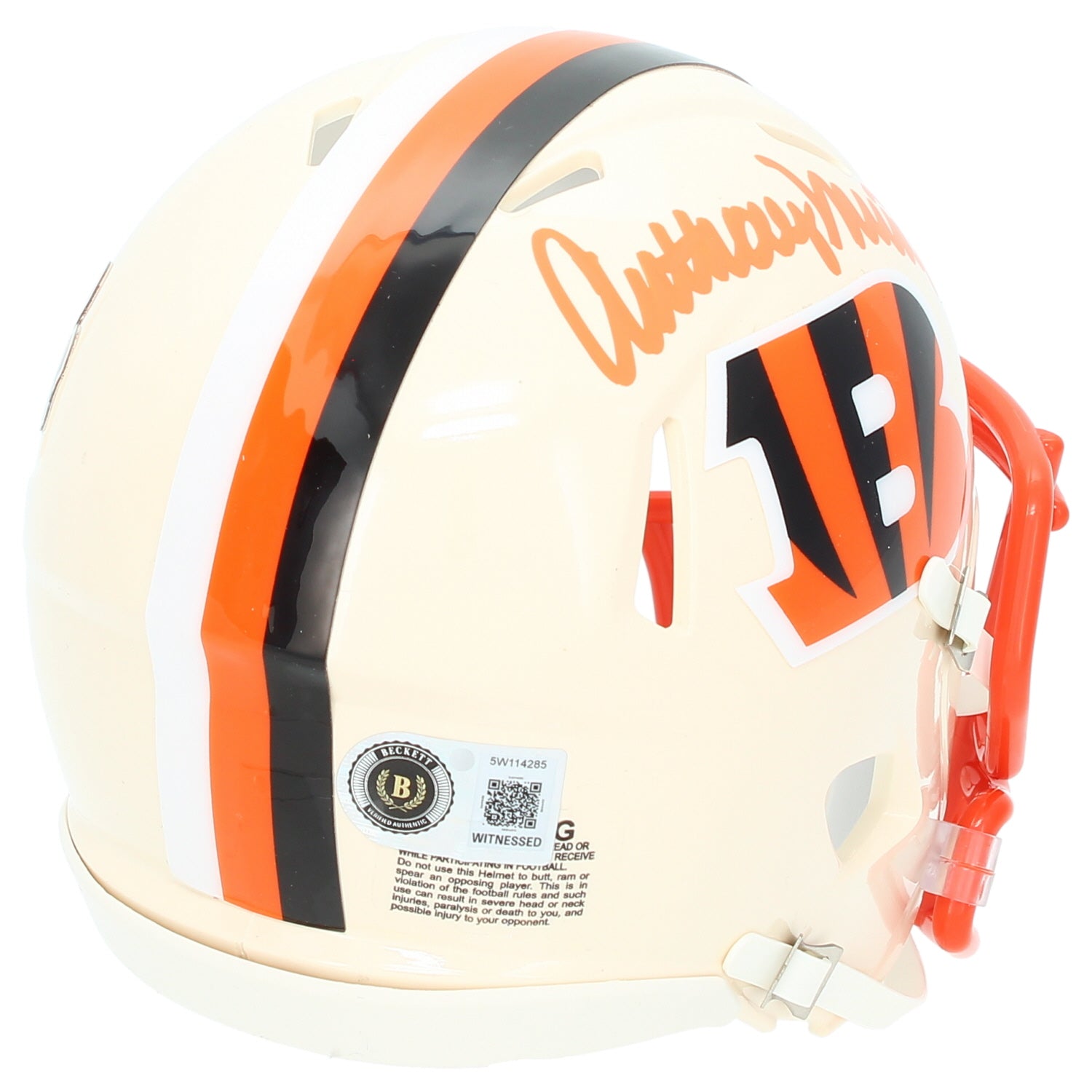 Anthony Munoz Autographed Cincinnati Bengals RETRO Speed Mini Helmet Beckett