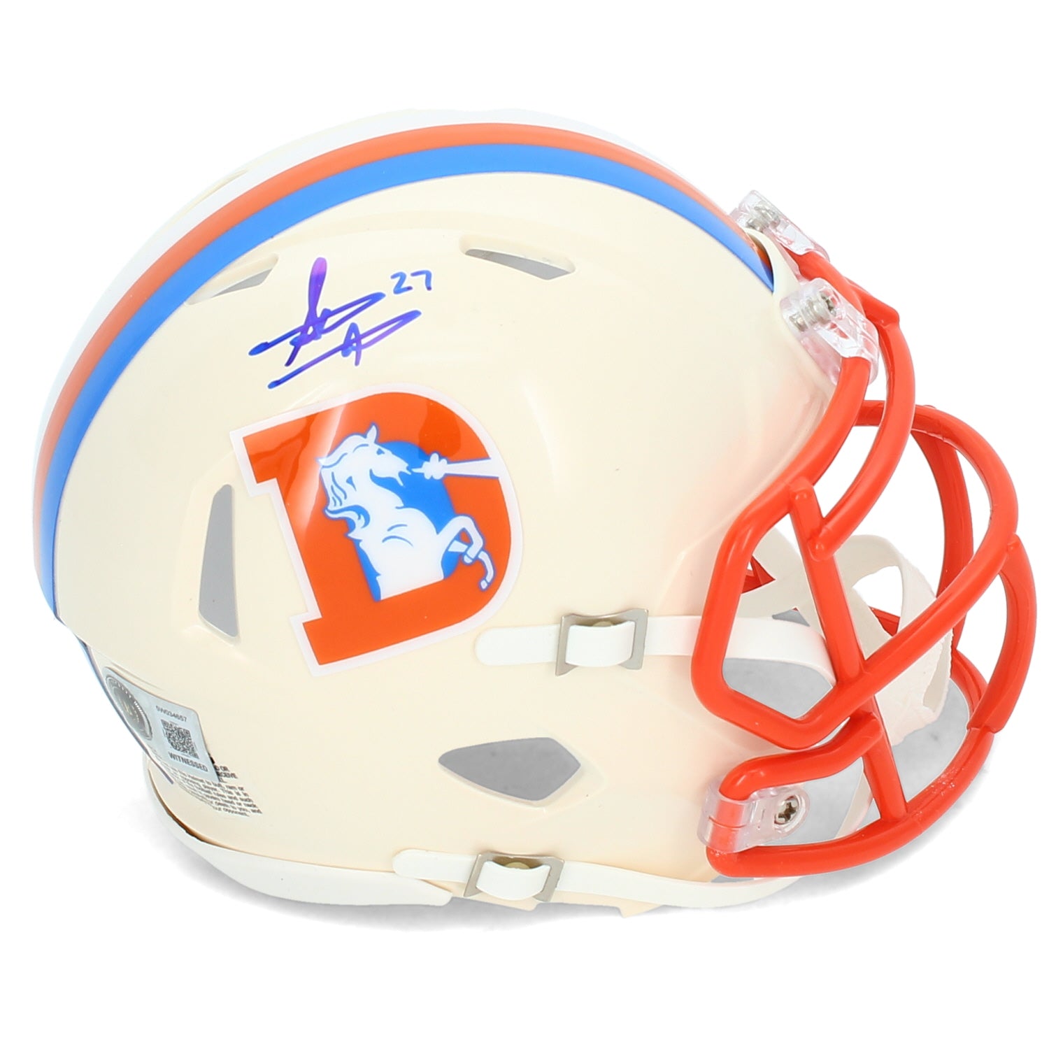 Steve Atwater Autographed Denver Broncos RETRO Speed Mini Helmet Beckett