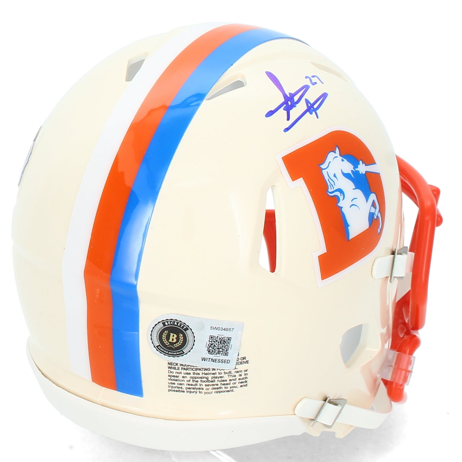 Steve Atwater Autographed Denver Broncos RETRO Speed Mini Helmet Beckett