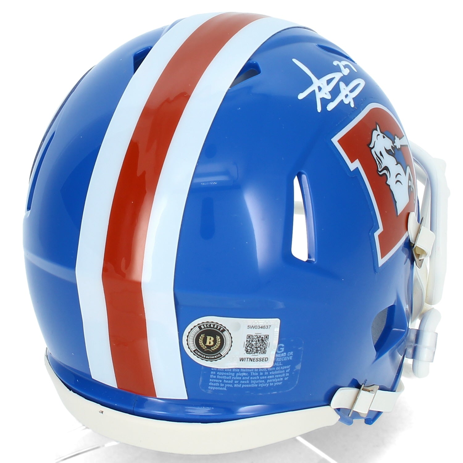 Steve Atwater Autographed Denver Broncos 1975-96 Throwback Speed Mini Helmet Beckett