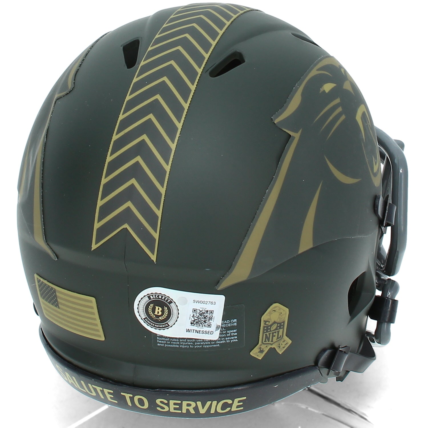 Luke Kuechly Autographed Carolina Panthers 2025 Salute to Service Speed Mini Helmet Beckett