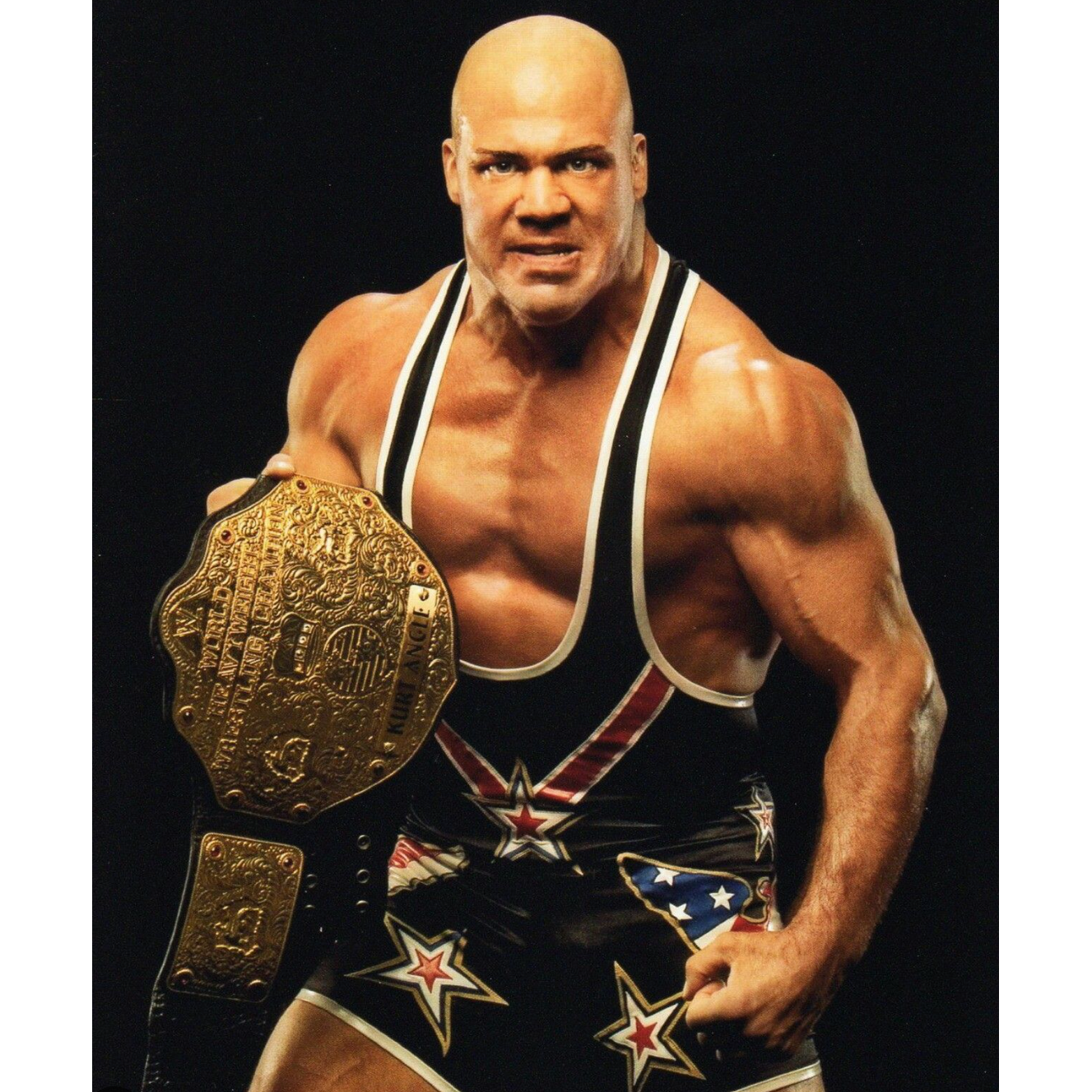 Kurt Angle Autographed WWE Big Gold World Heavyweight Champ Title Belt Fanatics