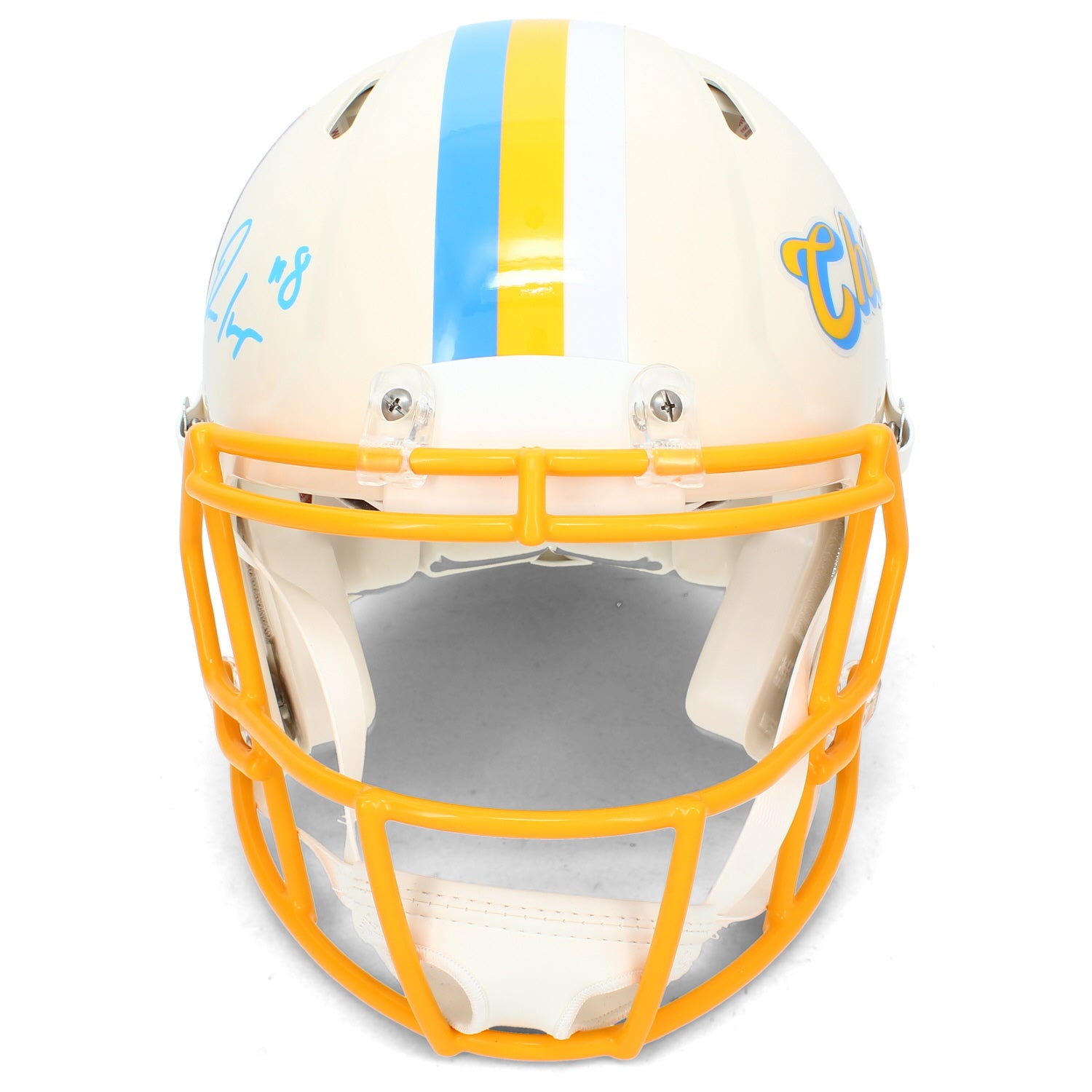 Omarion Hampton Autographed Los Angeles Chargers RETRO Speed Authentic Helmet Beckett Witnessed