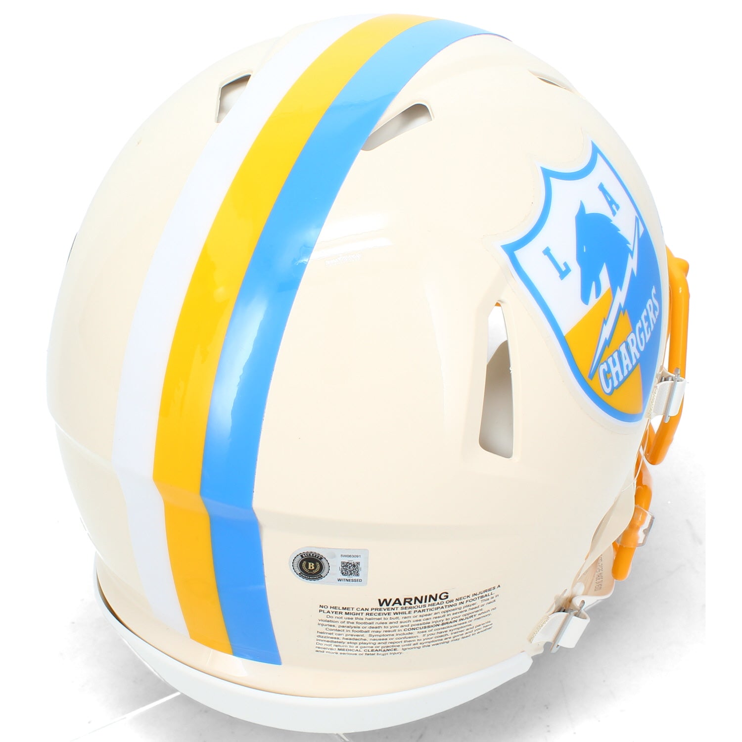 Omarion Hampton Autographed Los Angeles Chargers RETRO Speed Authentic Helmet Beckett Witnessed