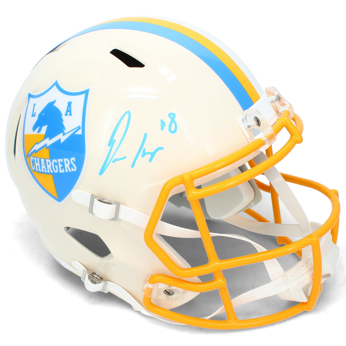 Omarion Hampton Autographed Los Angeles Chargers RETRO Speed Full Size Helmet Beckett