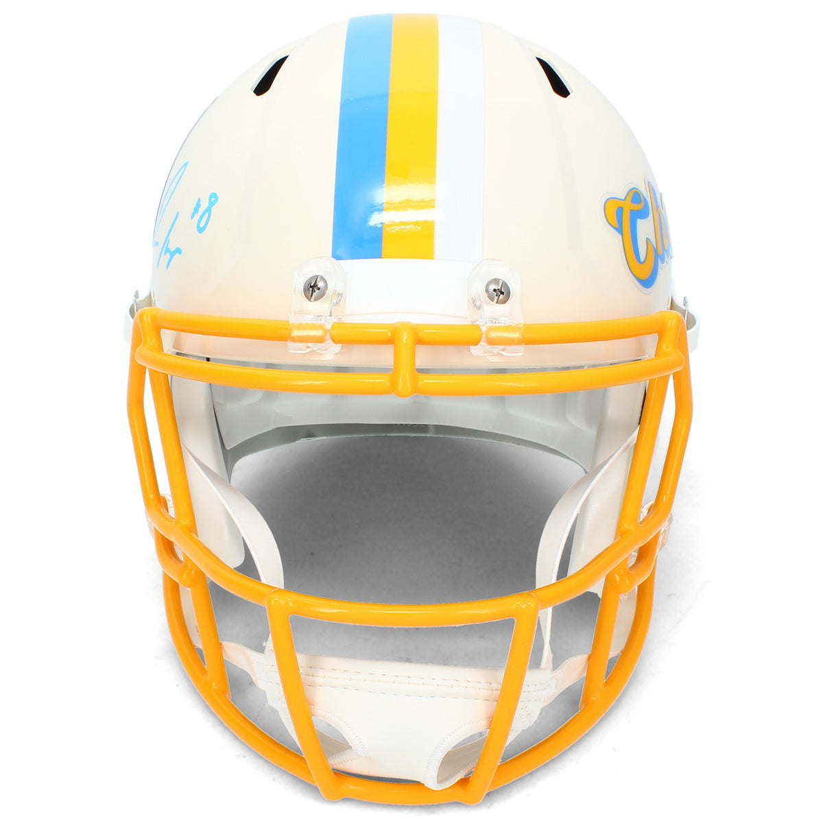 Omarion Hampton Autographed Los Angeles Chargers RETRO Speed Full Size Helmet Beckett