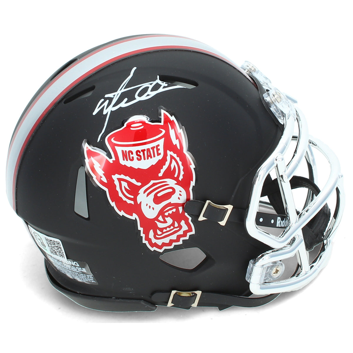 Mario Williams Autographed NC State Wolfpack Black Alternate Speed Mini Helmet GTSM Witnessed
