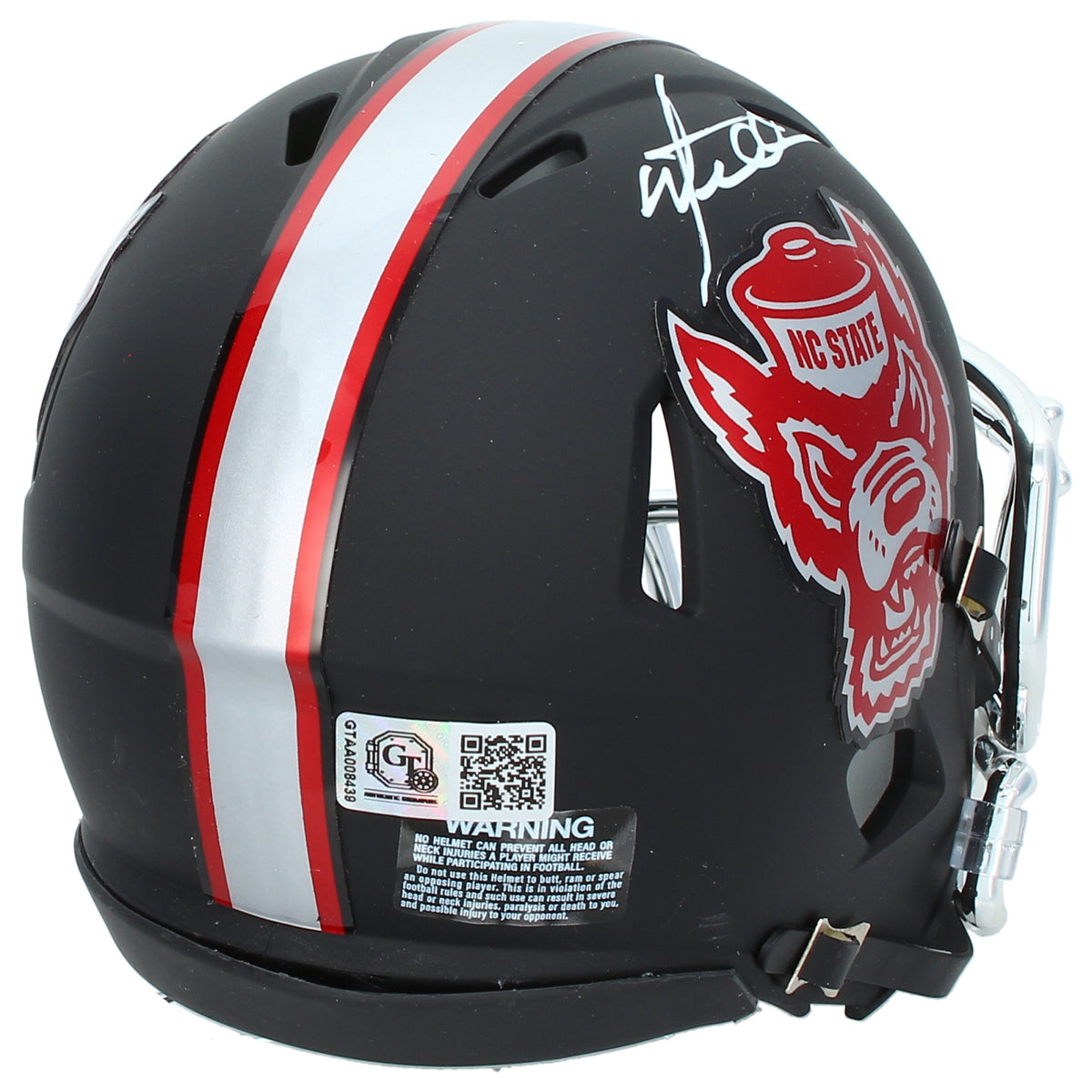 Mario Williams Autographed NC State Wolfpack Black Alternate Speed Mini Helmet GTSM Witnessed