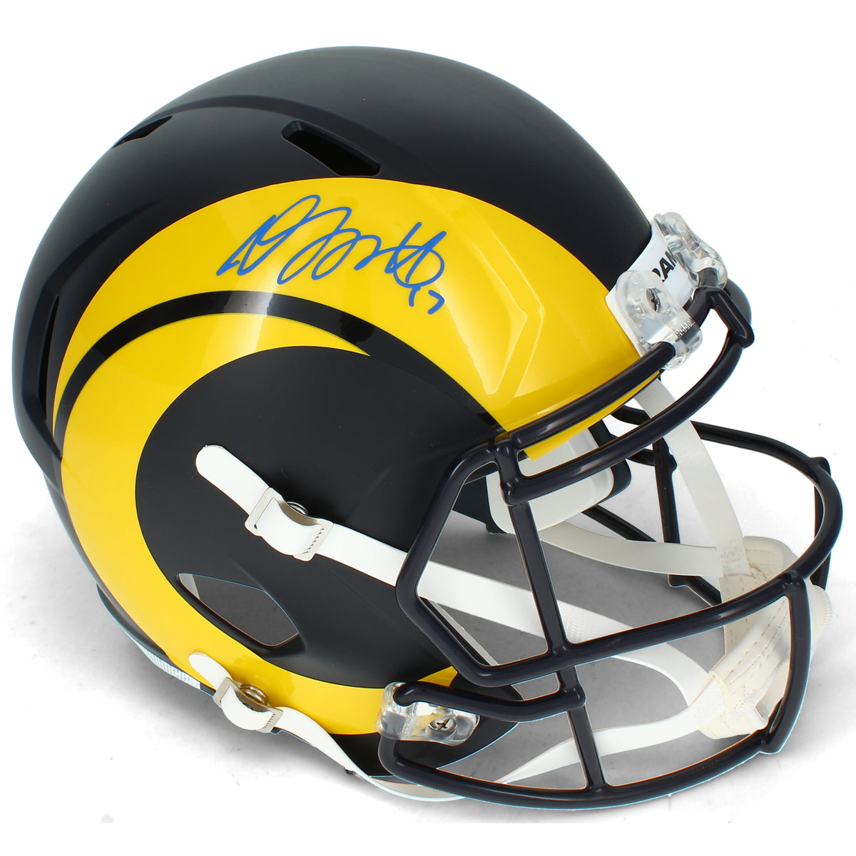 Davante Adams Autographed Los Angeles Rams Black Rivalries Speed Full Size Helmet JSA Witnessed