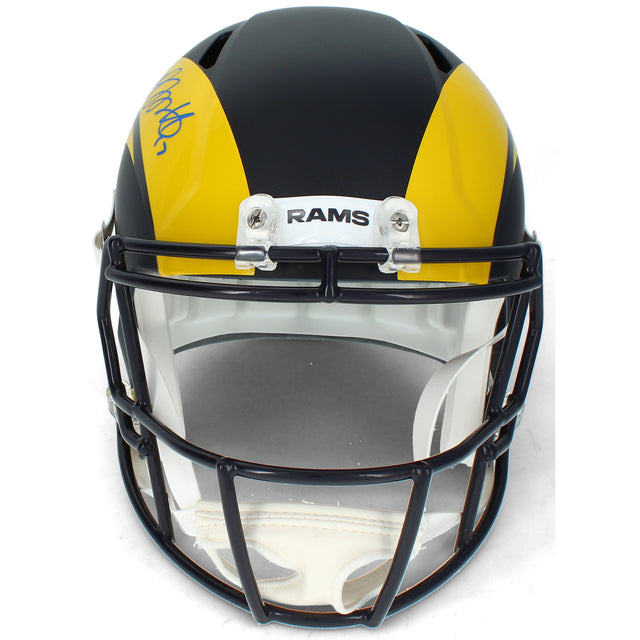 Davante Adams Autographed Los Angeles Rams Black Rivalries Speed Full Size Helmet JSA Witnessed