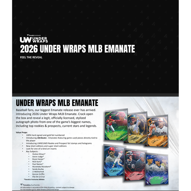 2026 Under Wraps Autographed MLB Emanates - Single Mystery Box (Judge, Ohtani)