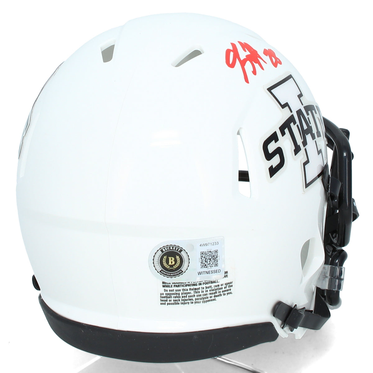 Breece Hall Autographed Iowa State Cyclones White Alternate Mini Helmet Beckett