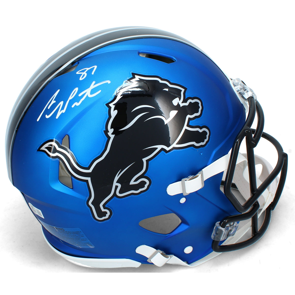Sam LaPorta Autographed Detroit Lions Blue 2024 Alternate Speed Authentic Helmet Beckett