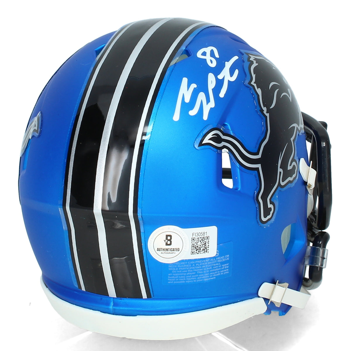 Sam LaPorta Autographed Detroit Lions Blue 2024 Alternate Speed Mini Helmet Beckett