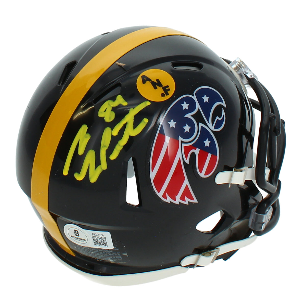 Sam LaPorta Autographed Iowa Hawkeyes Black Alternate Stars & Striples Speed Mini Helmet Beckett