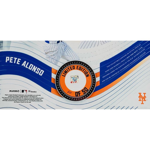 PETE ALONSO Unsigned New York Mets Framed 15" x 17" Game Used Baseball Collage LE 50/50