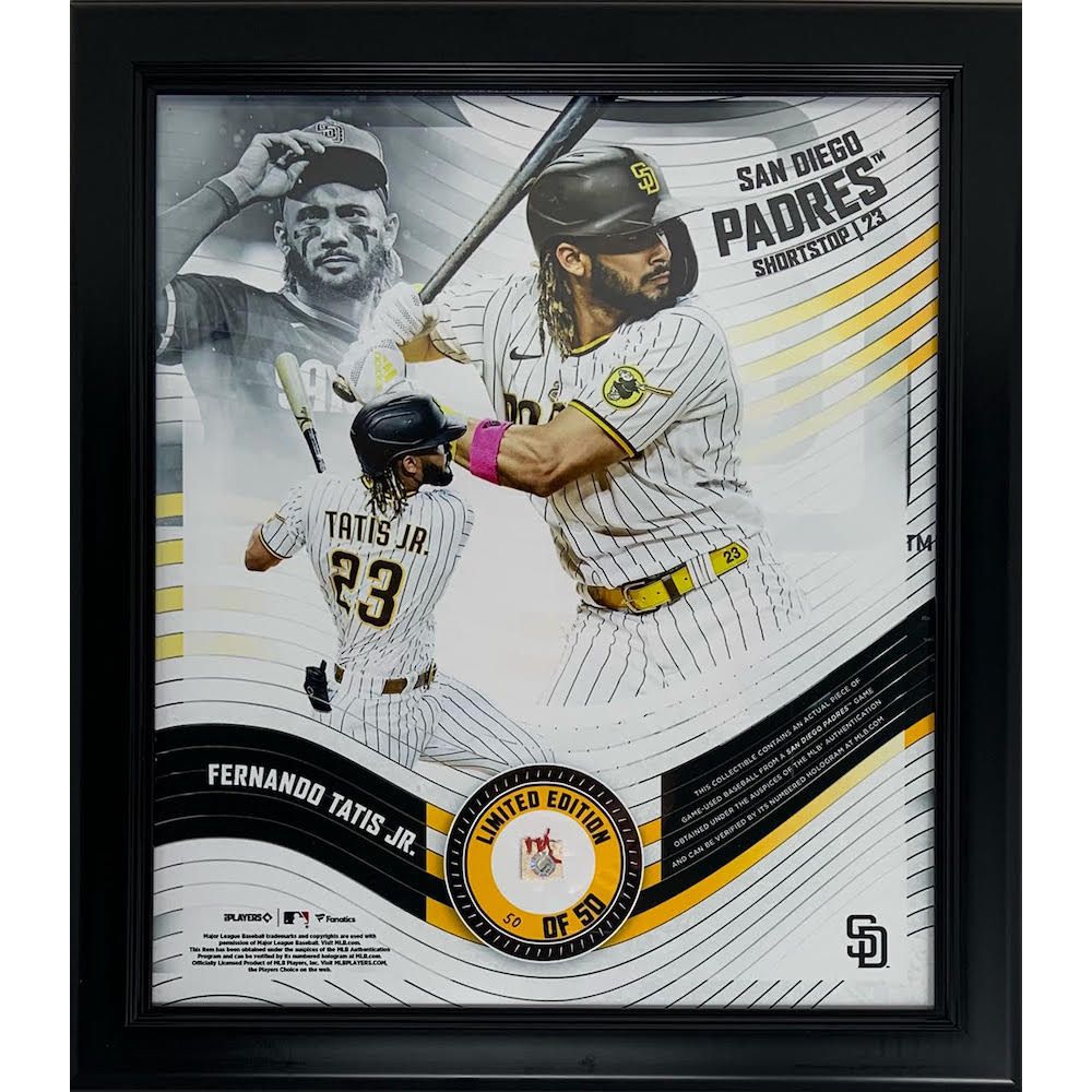 FERNANDO TATIS Jr. Unsigned Padres Framed 15" x 17" Game Used Baseball Collage LE 50/50
