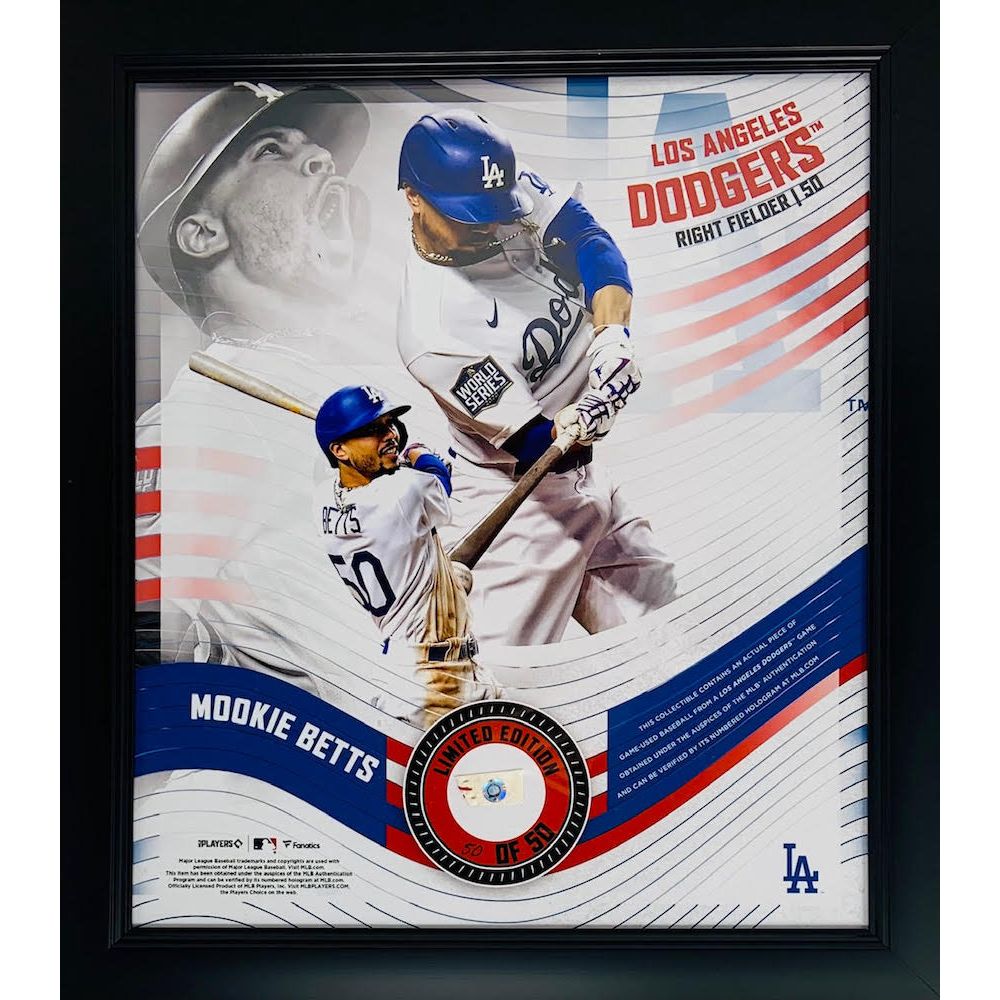 MOOKIE BETTS Unsigned Dodgers Framed 15" x 17" Game Used Baseball Collage LE 50/50