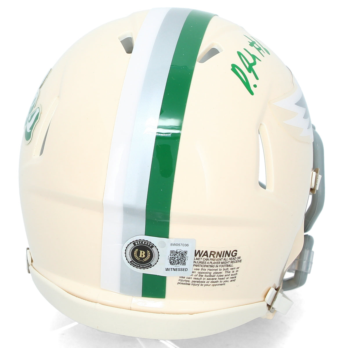 DeVonta Smith Autographed Philadelphia Eagles RETRO Speed Mini Helmet Beckett