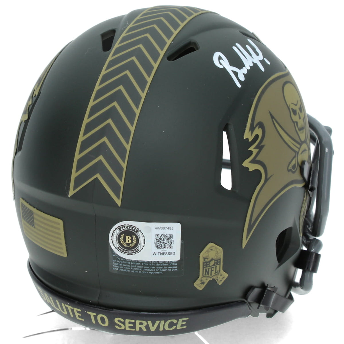 Baker Mayfield Autographed Tampa Bay Buccaneers 2025 Salute to Service Speed Mini Helmet Beckett