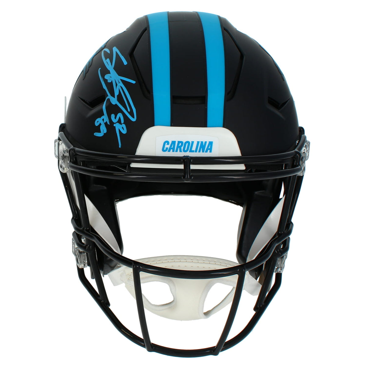 Steve Smith Autographed Panthers 2022 Black Alternate Speedflex Helmet Radtke