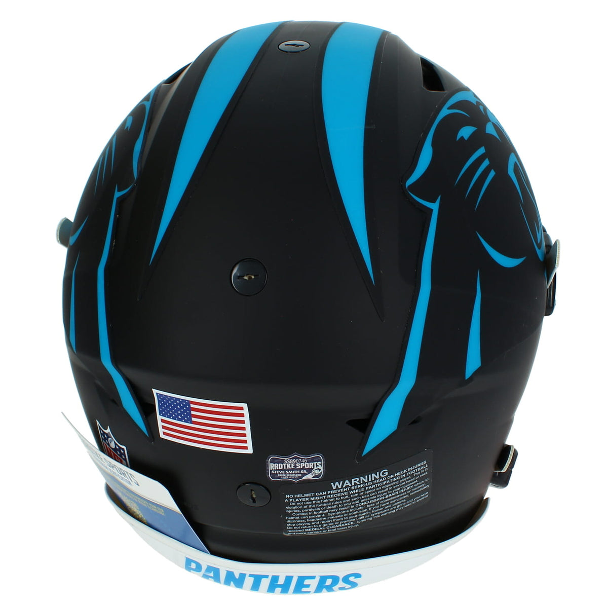 Steve Smith Autographed Panthers 2022 Black Alternate Speedflex Helmet Radtke