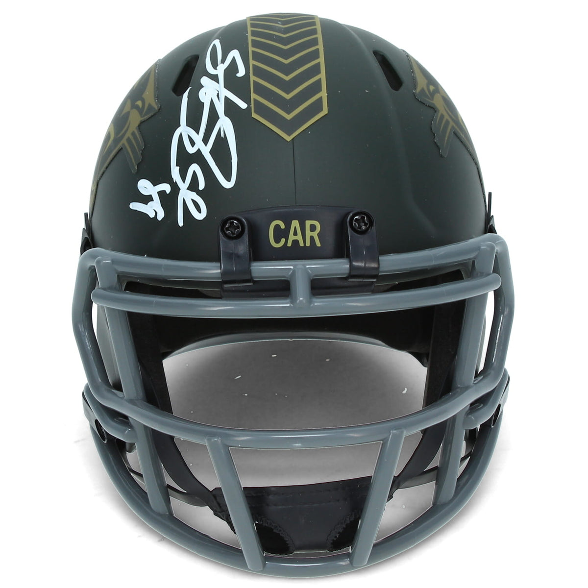 Steve Smith Autographed Carolina Panthers 2025 Salute to Service Speed Mini Helmet Radtke