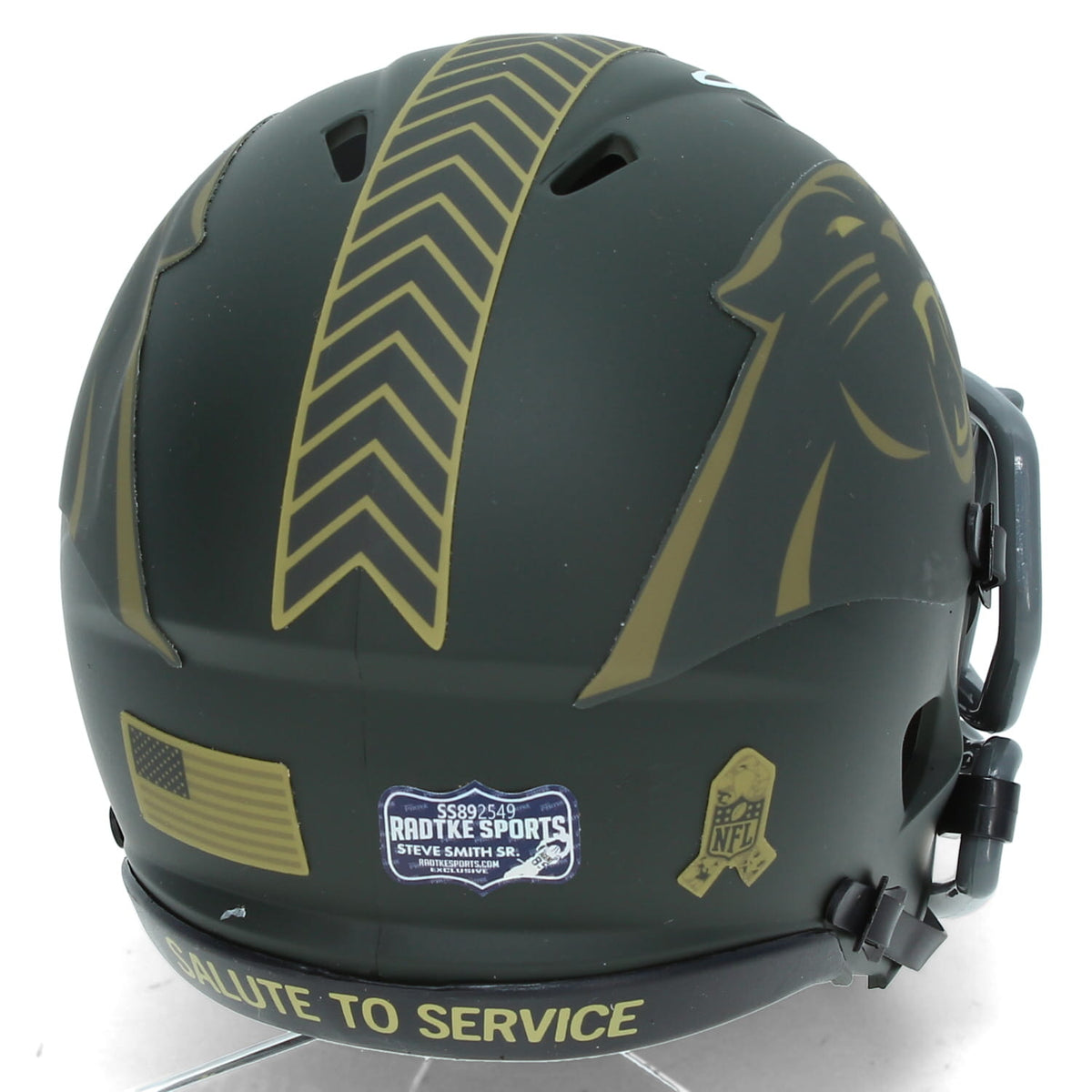 Steve Smith Autographed Carolina Panthers 2025 Salute to Service Speed Mini Helmet Radtke