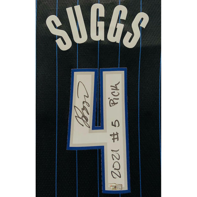 JALEN SUGGS Autographed "2021 #5 Pick" Orlando Magic Black Jersey FANATICS