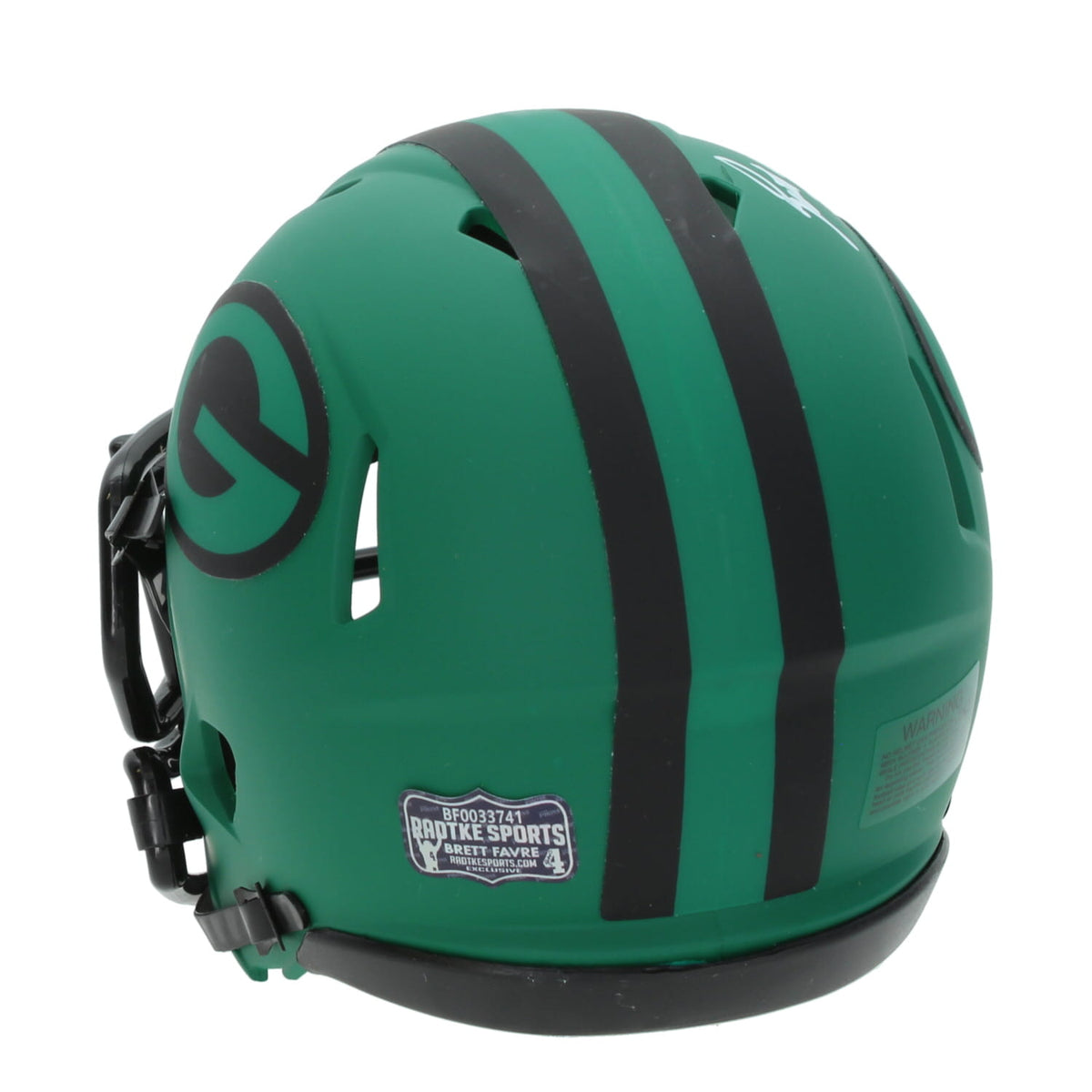 Brett Favre Autographed Green Bay Packers RAVE Speed Mini Helmet Radtke