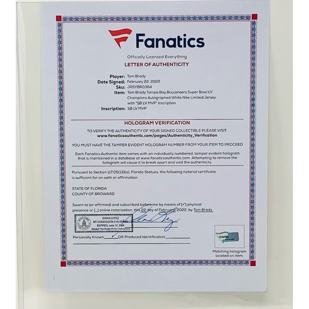 TOM BRADY Autographed "SB LV MVP" White Buccaneers Nike Liimted Jersey FANATICS