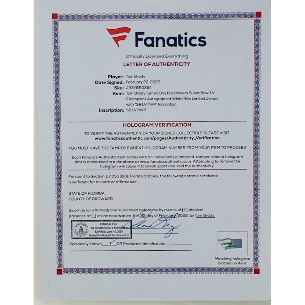 Tom Brady Autographed "SB LV MVP" White Buccaneers Framed Nike Jersey Fanatics