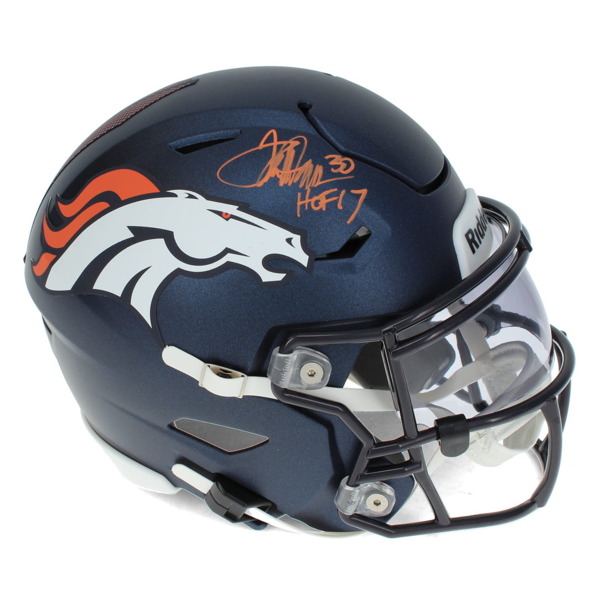 Terrell Davis Autographed/Inscribed "HOF 17" Denver Broncos Speedflex Midi Helmet Radtke