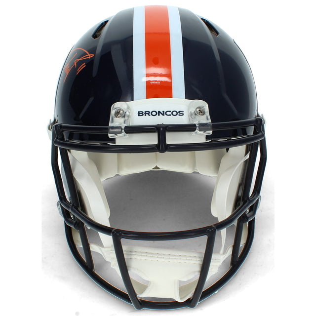 Troy Franklin Autographed Denver Broncos 2022 Color Rush Alternate Speed Authentic Helmet Beckett