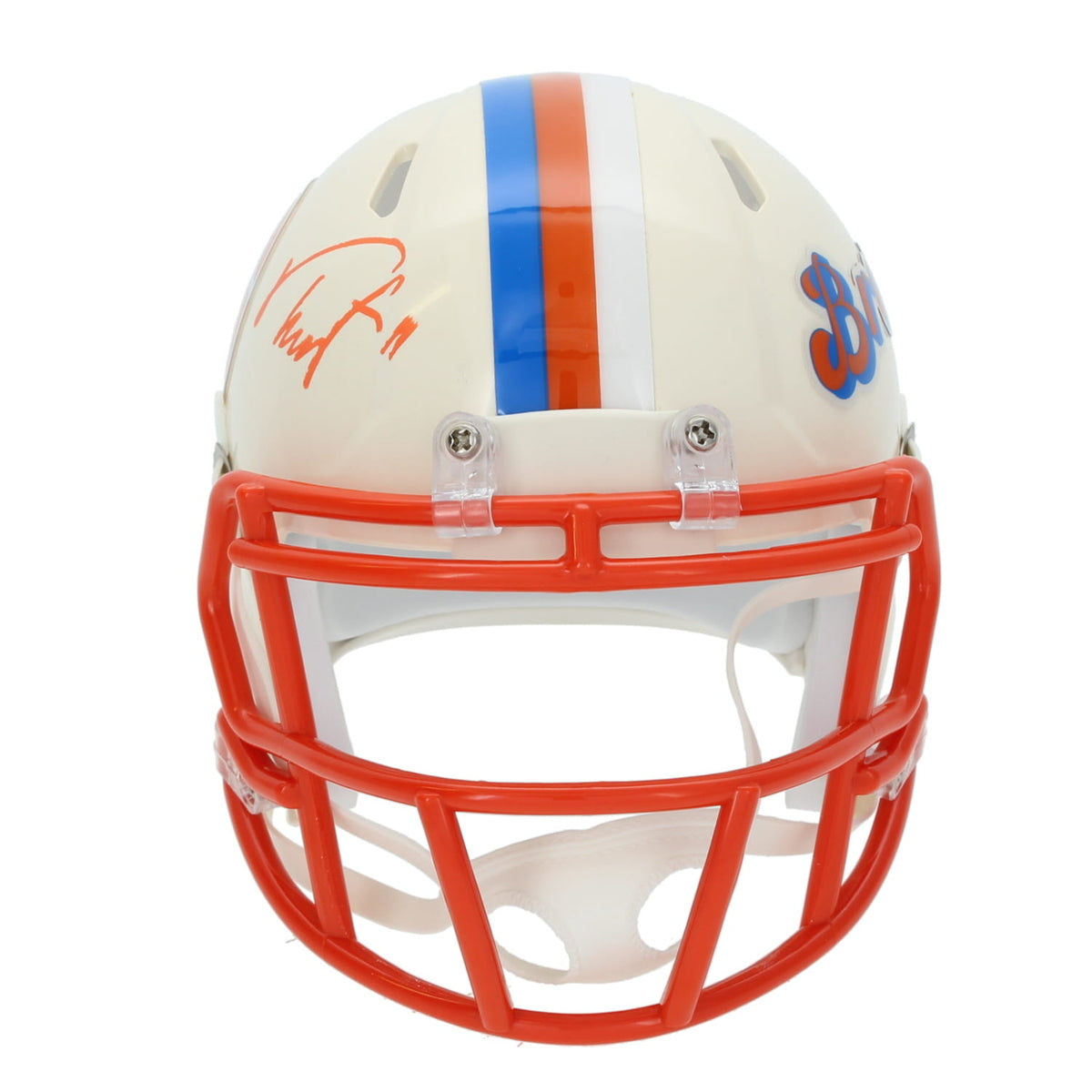 Troy Franklin Autographed Denver Broncos RETRO Speed Mini Helmet Beckett