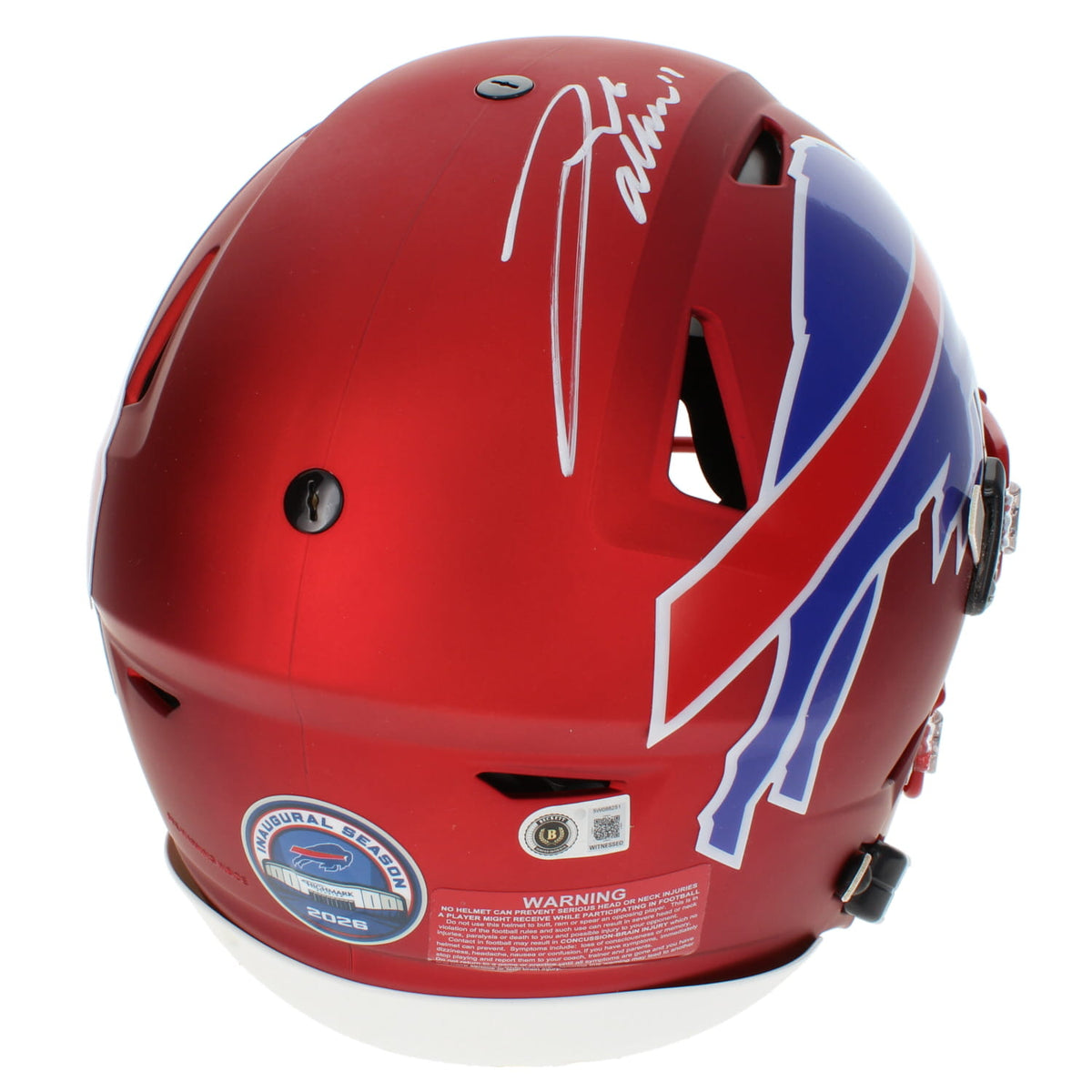 Josh Allen Autographed Buffalo Bills Red Exclusive Highmark Stadium Inaugural Season Speedflex Authentic Helmet Beckett