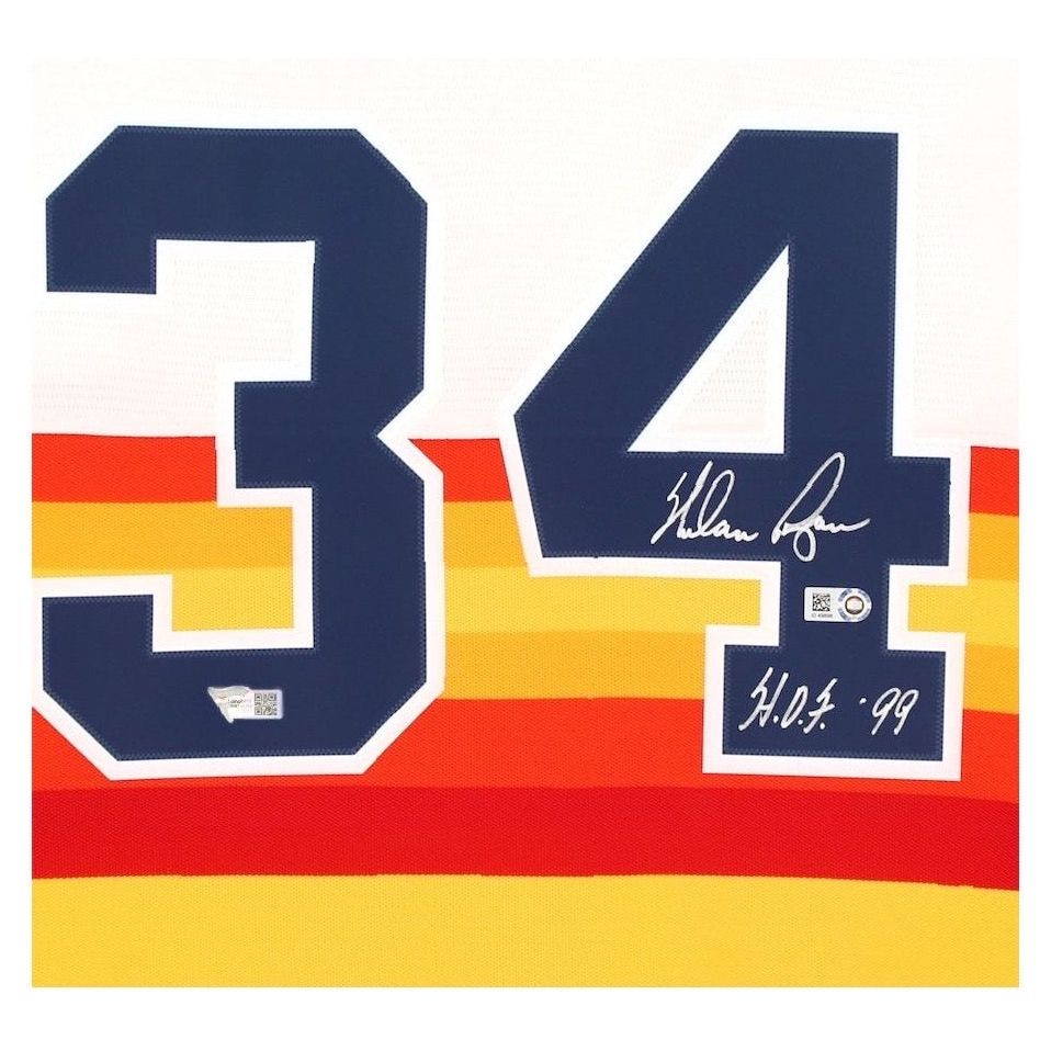 NOLAN RYAN Autographed "HOF 99" Houston Astros Authentic Throwback Jersey FANATICS