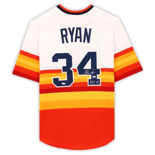 NOLAN RYAN Autographed "HOF 99" Houston Astros Authentic Throwback Jersey FANATICS