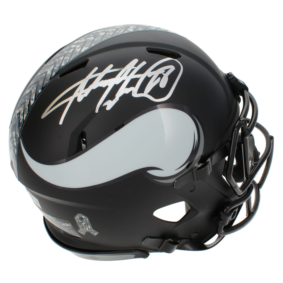 Adrian Peterson Autographed Minnesota Vikings 2026 Salute to Service Speed Authentic Helmet Beckett