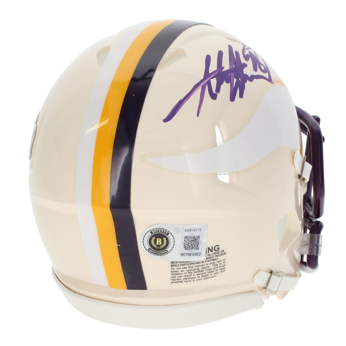 Adrian Peterson Autographed Minnesota Vikings RETRO Speed Mini Helmet Beckett