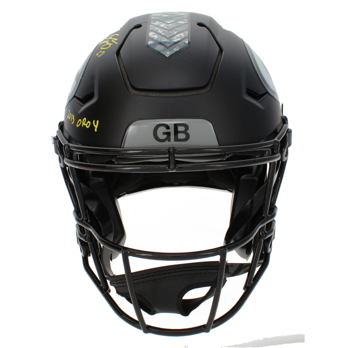 Eddie Lacy Autographed/Inscribed "2013 OROY" Green Bay Packers 2026 Salute to Service Speedflex Authentic Helmet Beckett