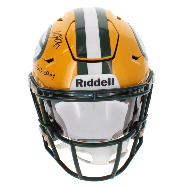 Eddie Lacy Autographed/Inscribed "2013 OROY" Green Bay Packers Speedflex Midi Helmet Beckett