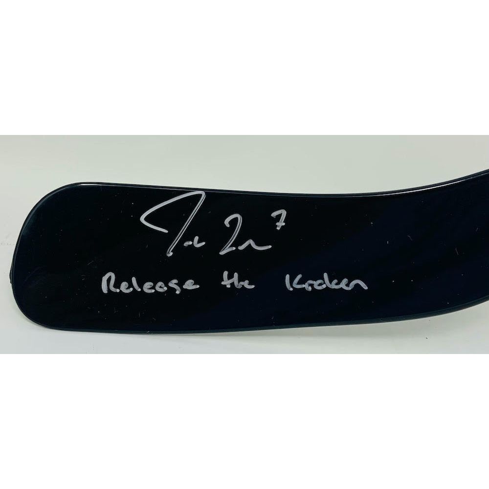 JORDAN EBERLE Autographed "Release The Kraken" Mini Hockey Stick FANATICS