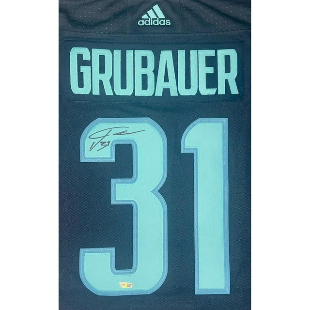 PHILIPP GRUBAUER Autographed Seattle Kraken Authentic Navy Jersey FANATICS