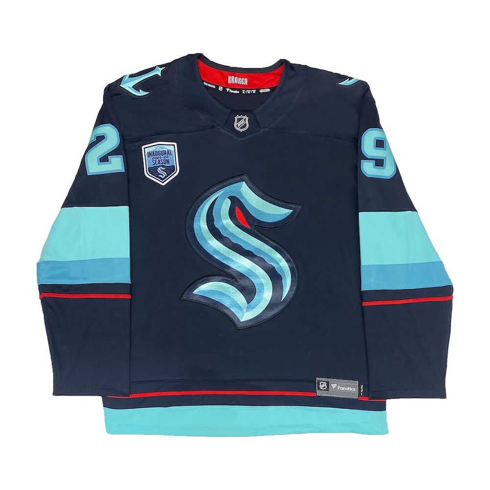 VINCE DUNN Autographed Seattle Kraken Navy Inaugural Patch Jersey FANATICS