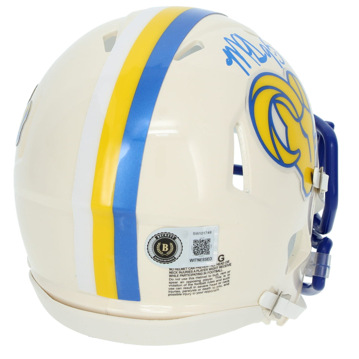 Myles Garrett Autographed Los Angeles Rams RETRO Speed Mini Helmet Beckett